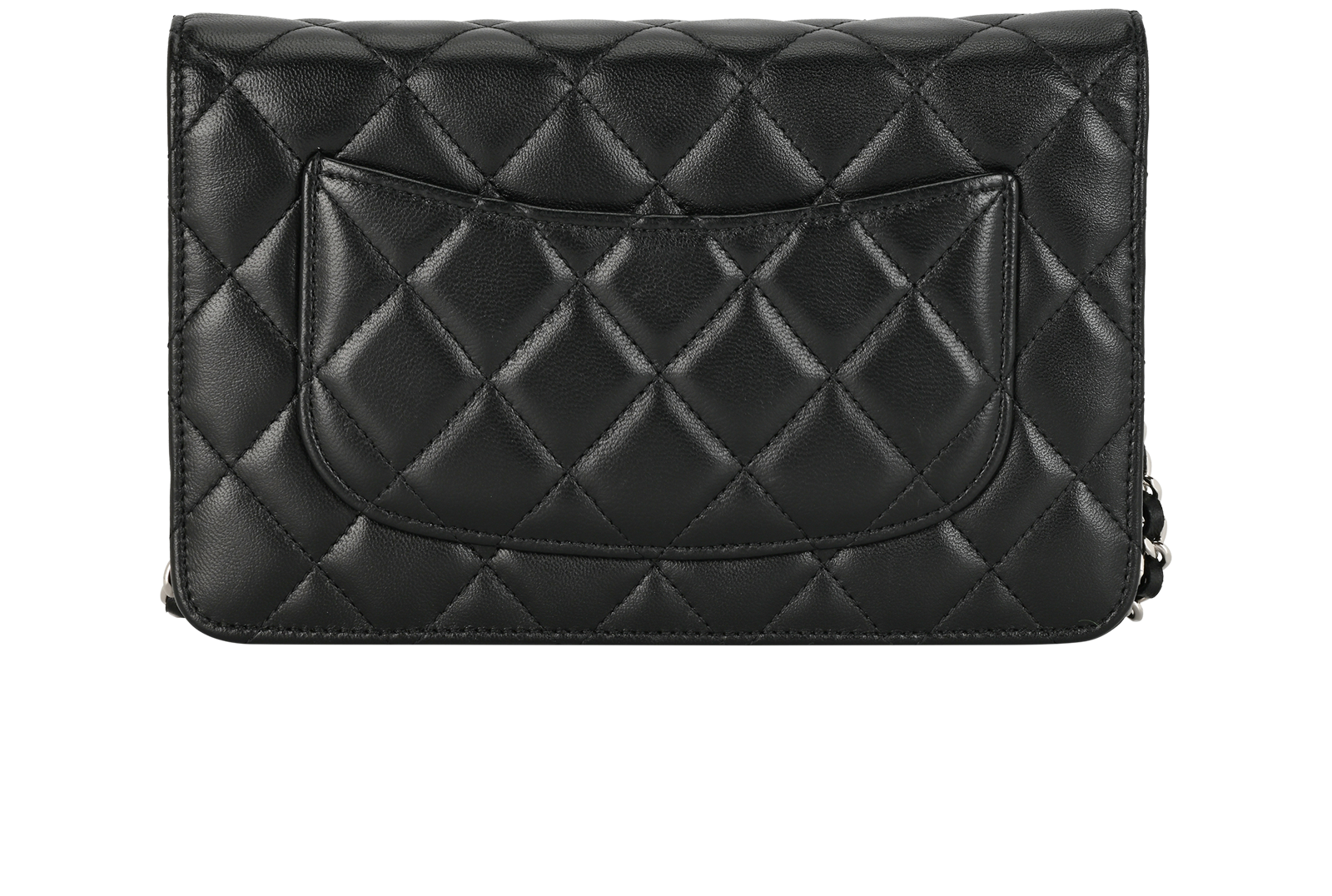 Classic Wallet On Chain, &pound;2,100, Handbags, Black, Lambskin Leather, Back view